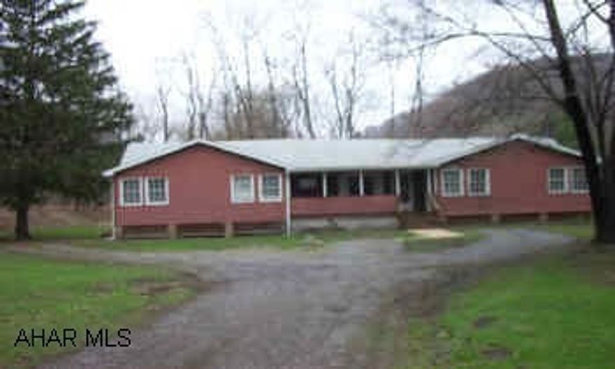 FISH ANY TIME YOU WANT !   With this 4 BR, 1 bath one story on  a nice level 1.5 acre with Juniata River frontage.  Family room with fireplace, LR, DR, Kitchen and 2 bonus rooms.  Being sold "as is".  100 year flood plain. FISH ANY TIME YOU WANT !  With this 4 bedroom, 1 bath, one story on a nice level 1.5 acres with Juniata River frontage.  Not far from Raystown Lake.  This home has a family room with fireplace, LR, DR, kitchen, 2 bonus rooms, and a storage shed.  being sold "as is".  100 year flood plain.