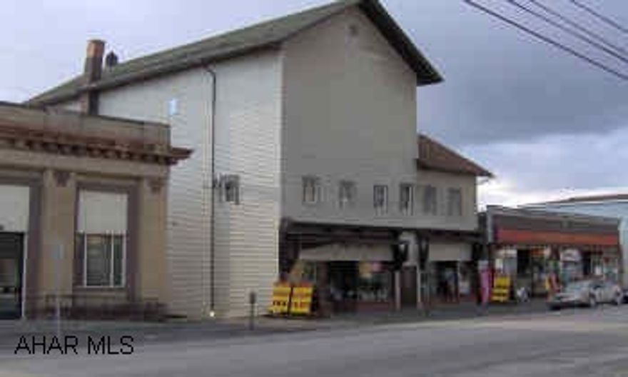 Store front with 5 apartments. Store front on 5 yr lease. Apts are 1 br units and have been remodeled in the past. Third floor was former masonic lodge - currently used for storage. Sep. elect.