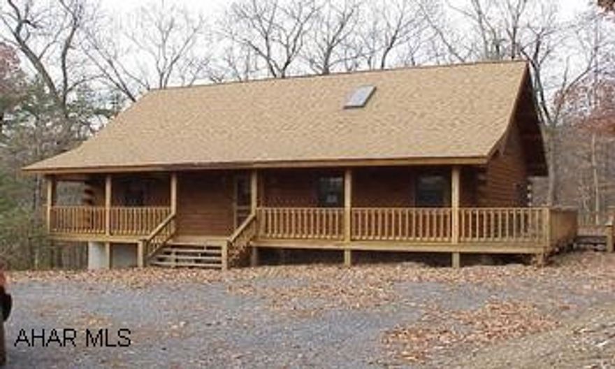 Beautiful timber frame 1-1/2 story log home.  Very private setting.  Buyer to pay all transfer taxes.  Minutes to Raystown Lake and Seven Points Marina. Beautiful timber frame - 1-1/2 story log home.  Very private setting.  Buyer to pay all transfer taxes.  Minutes to Raystown Lake and Seven Points Marina. Electric Heat pump.