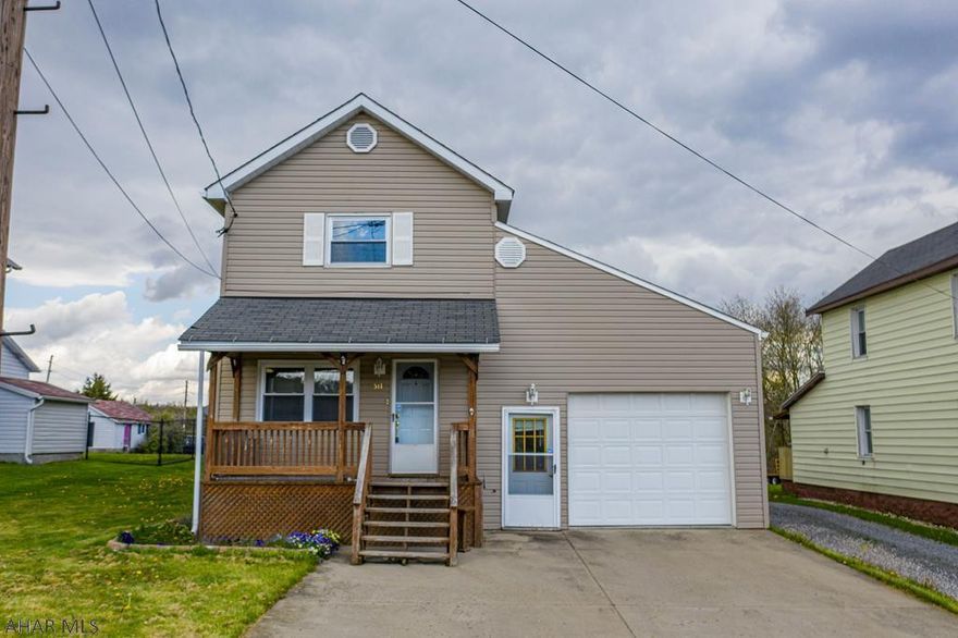 Beautifully updated 2 bedroom 1 bath home with attached garage close to Ebensburg. The first floor has updated laminate flooring and a large kitchen with plenty of cabinet space. The spacious master bedroom on the second floor includes three closets. And, the second bedroom features a built in desk, which could also be perfect for a home office! The main bath on the second floor is recently updated.This home is perfect for all outdoor entertaining with a covered deck and backyard pool! The backyard also features a fenced-in yard with a walkway,a fire pit, a garden and a shed. Call listing agent for your private tour today!  Copy and paste link to view virtual tour: perrywellingtonrealty.com/3d-model/511-cambria-ave-revloc-pa/