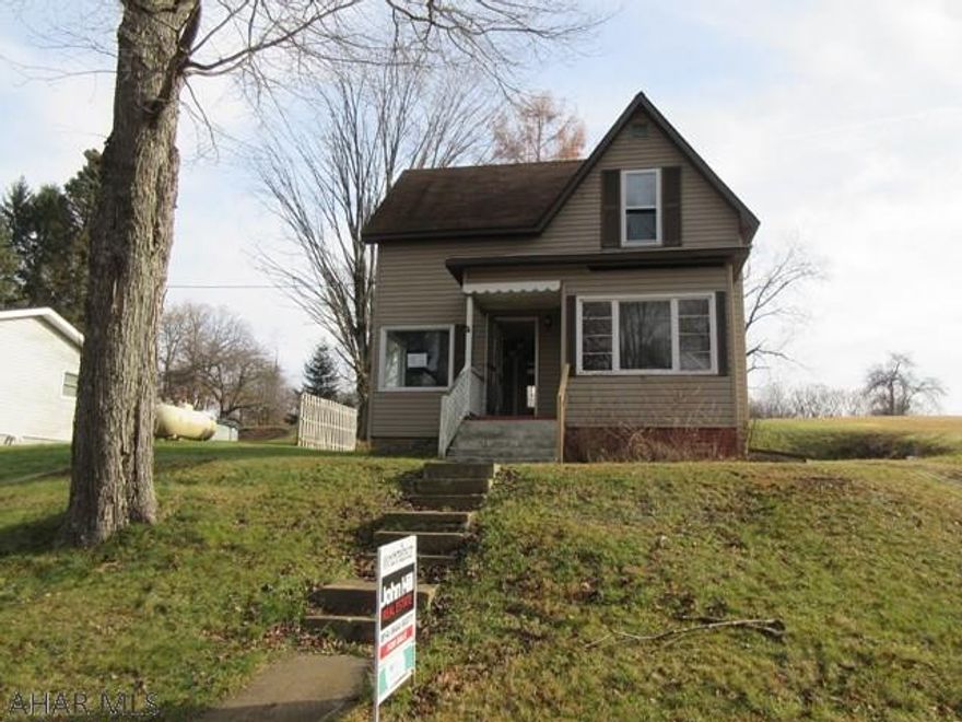 Grampian 1.5 vinyl home on 1 acre. Needs some work, but loads of potential. Living room w/ fireplace, formal dining room, eat-in kitchen. First floor laundry and updated bath, off-street parking and more. Possible 3rd bedroom on 2nd floor is captive. Property sold AS-IS. Seller will make no repairs. Offers must be submitted through HUD approved broker. Buyer pays both transfer taxes. Equal Housing Opportunity.