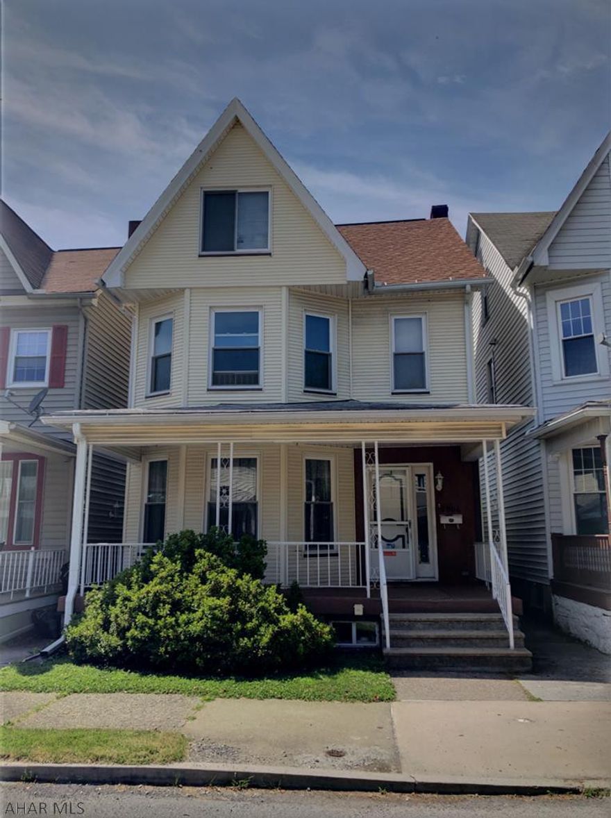 Spacious home with 3 large bedrooms, and a nice open finished attic with heat for 4th bedroom.  Home needs some cosmetic updating but has newer roof, furnace, C/A, windows, electrical, fenced yard, and off street parking.