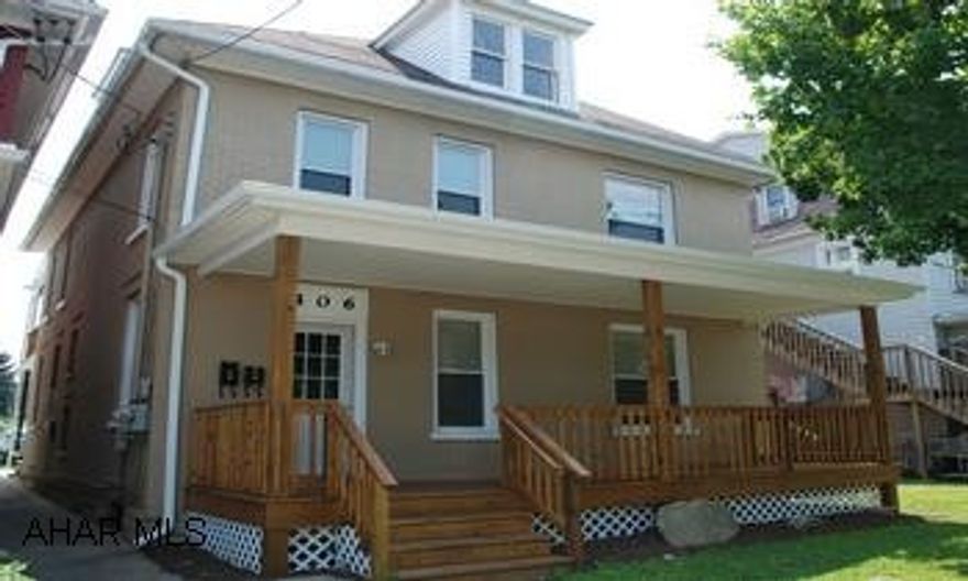 recently remodeled two story brick duplex this property has been remodeled top to bottom, new windows, doors, deck, porch, wiring, plumbing, appliances, kitchens, baths, fixtures, faucets, insulation, drywall, paint exterior and interior, flooring. heat pump, rebuilt boiler.