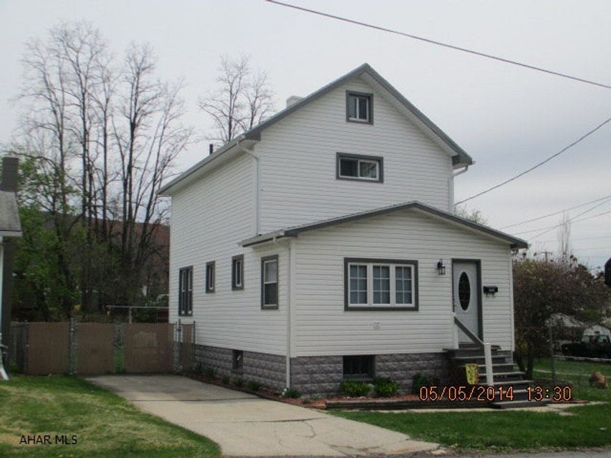 Move in ready – 2 story 3 BR, 1 BA, Second FloorCarpeted living room, DR w/Hardwood Fl, Newer Kitchen w/Ceramic Tile (stove and dishwasher included)Back porch deck with fenced in yard, off street parking, large clean basement w/lots of storage Convenient location – easy access to I-99. Must See!!!