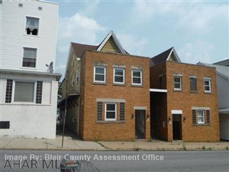 Welcome all Investors ! There is so much potential  in these 2 building located in down town Altoona.3 apartments, 3 offices, 10  -/+ parking spaces, black top drive way, up graded electrical. This is a must see .. Dont let this opportunity pass you by call  to set up a showing  ...listed for $165,000