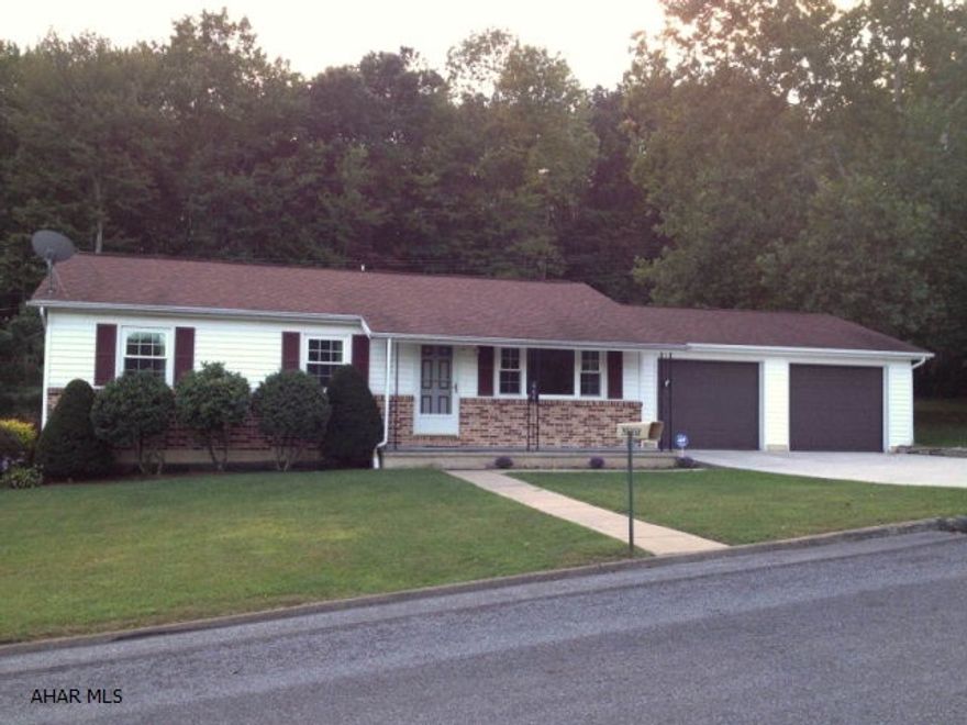 This super 3BR/1.75BA ranch in Tyrone is a must see! Sits in a private area yet close to I-99 access. Offers electric baseboard heat along with a newer heating system for oil forced air, central air, newer windows and sliding door. The kitchen offers eat-in area and a pantry that was converted for a stack-able washer & dryer. Over sized 2 car garage is insulated and has attic storage. Full basement that could be finished has rough-in for a half bath also laundry hook-ups. Sits on a large corner lot with woods in the back.