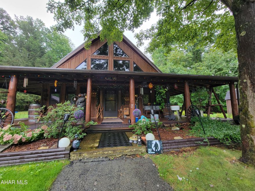 Country living at it's best! This Cedar home has so much for you to enjoy. The beauty inside and out will make you feel peaceful and right at home. This 2 BR, 2 Bath home in the woods with: a 2nd floor deck, rustic porch, 2 car garage, workshop, Man-cave over garage (has a vault door), a screened gazebo, picnic table area, 2 sheds, and landscaped yard makes you feel like you are coming home to your personal retreat-get a way! Take in the fall colors while sharing time around a fire in the 'Fire-Pit' area. Inside is new carpeting. The exterior was professionally cleaned in 2021, 2 new Mini-splits (2022) offer AC and additional heat source. The gravity fed oil stove is very heat efficient. New Leaf filter gutter guards added. Satellite used is Viasat great reception and fast speed.