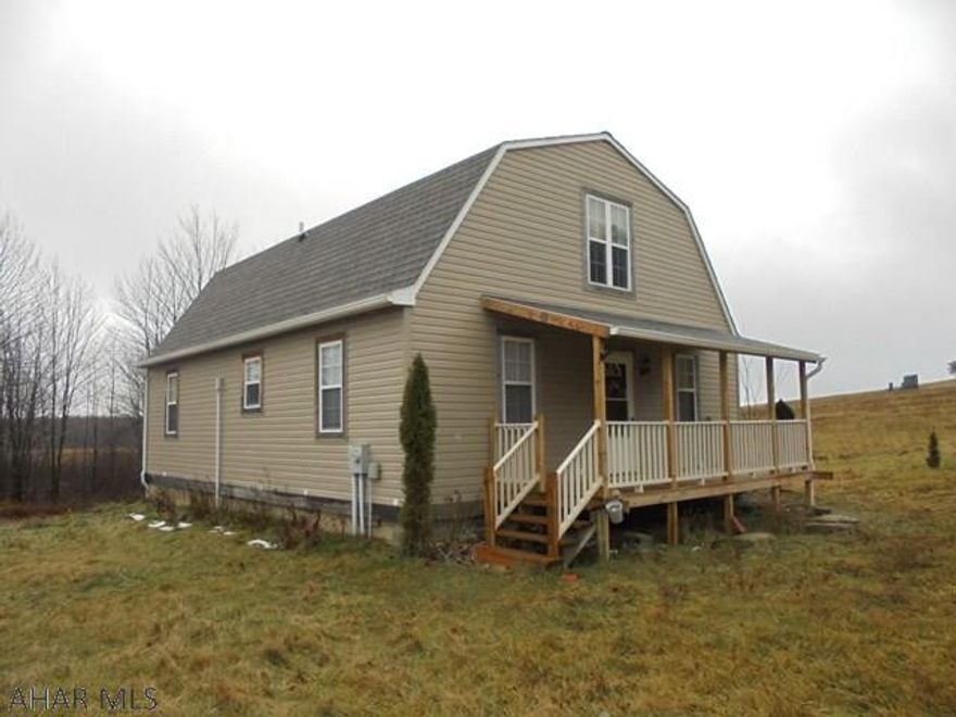 Near Prince Gallitzin State Game lands. Near Rock Run/State game lands- Secluded custom home, built in 2004. 3BR, 2 bath home on 10 acres with pond. New gas high efficiency furnace. radiant heat in floor. Large front porch. Appliances included. Move-in condition!