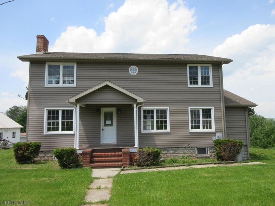 Large 2 Story vinyl Claysburg home features huge living room with brick wood burning fireplace, kitchen with large pantry and adjoining breakfast room plus formal dining. First floor bedroom and bath for possible one floor living space. Second floor includes 3 bedrooms with large master suite and walk-in closet. Large rear deck, off-street parking and nice yard. Property sold AS-IS. Seller will make no repairs. Offers must be submitted through HUD approved broker. Buyer pays both transfer taxes. Equal Housing Opportunity.