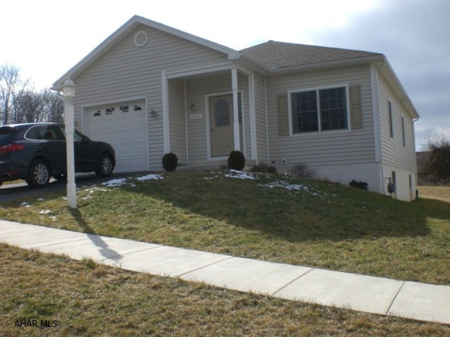 Easy living in this nearly new rancher. Living room w/crown molding and foyer area, kitchen w/hickory cabinets & stainless appliances, D.R., Master Bed W/Full Master Bath, 2nd Bedroom, additional full Bath & 1st floor laundry. Easy flow floor plan, 9' ceilings & full BSMT. 1-car garage, gas FA heat, Central Air & Macadam Driveway.