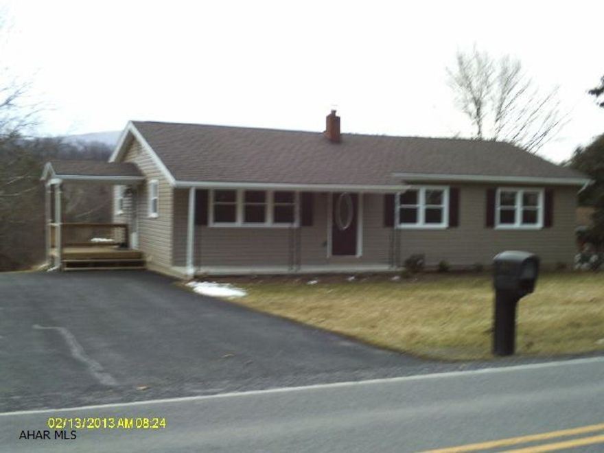 Totally Renovated 3 Bedroom Ranch on 1 acre in Hollidaysburg. 1st floor has all new hardwood floors, finished basement, new deck overlooking #5 hole on golfcourse, 1 car integral garage, central air, storage shed, large driveway for multiple cars. Realtor owned. Home warranty included.