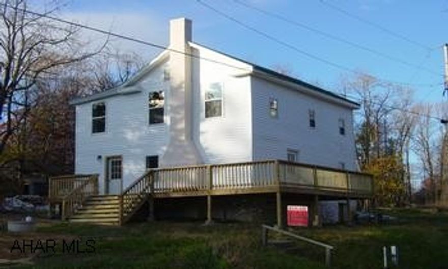 2 Story, 3 Bedrooms, 1 Bath, New roof, siding, well and septic. Interior being totally remodeled. 2+ Acre lot. Huston TWP, Blair County. Realtor Owned 2 Story, 3 Bedrooms, 1 Bath, New roof, siding, well and septic. Interior being totally remodeled. 2+ Acre lot. Huston TWP, Blair County. Realtor Owned. The fireplace is not a workable fireplace. Directions: Travelling from Martinsburg take PA 866 North to Village of Clappertown,  turn right onto Mines Lane, proceed approx. 2.5 miles to stop sign, turn right onto Deafy Hill Rd, first house on right.  From Williamsburg, PA 866 Sourth for 3 + miles, make left ontoRoyer Rd at white church, go 1.7 miles, make left onto Mines Lane to Deafy Hill Rd.  From Hollidaysburg -US 22 to Frankstown, turn right over bridge, then immediate left, follow Locke Mtn. Road to stop sign, Royer Road directly to the right across PA 866.  Then proceed as above.