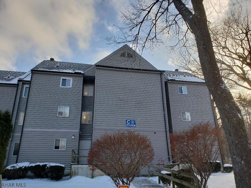 Fully furnished Blue Knob studio loft with spiral stairs.  Sleeps 6.  Open Floor Plan:  Alcove Bed off Living Room.  HOA dues $255/month include use of outdoor & indoor pool, hottubs, tennis court, outside maintenance & trash removal.  J-462