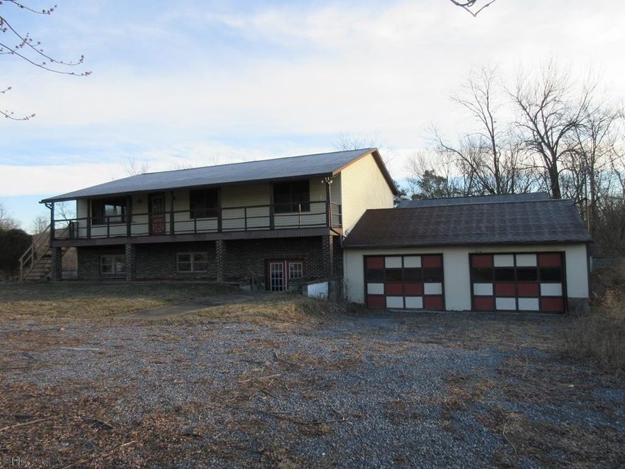 Hollidaysburg Loop area 1 story home on nice lot. Eat-in kitchen with great room, open floor plan. 2 car attached, 1 car detached plus 1 car integral garages. Property sold AS-IS. Seller will make no repairs. Offers must be submitted through HUD approved broker. Buyer pays both transfer taxes. Equal Housing Opportunity. Possible boundary encroachment, access issues, flooding, mold plus non-functioning well and electric. RR tracks to rear.