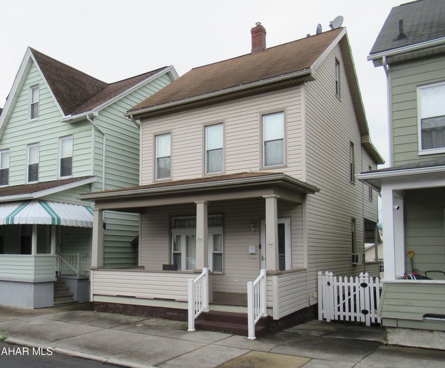 Charming home with character and nice improvements! Beautiful wood plank floors. Nice kitchen with oak cabinets. New carpet in 2023. Newer windows. New plumbing in upstairs bathroom. Electrical updated. Finished attic space with family room and side storage space. Walk in closet that can be used as an office. Walkout basement. Covered side porch out to a great fenced in backyard. 1 Car garage at back of property. Nice covered front porch. Home has been lovingly cared for and is adorable! All appliances are included! Don't miss out on this sweet home!