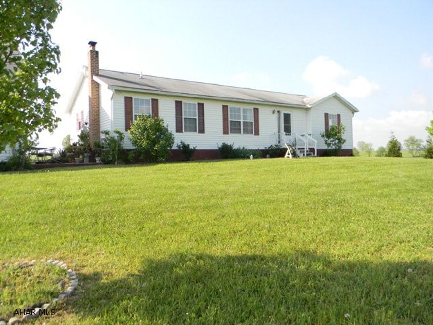 3 Bed/2 Bath Ranch on 20.43 Acres. Kit, L.R., D.R., Huge Sun Porch, Full Finished Bsmt. w/ Rec Room, Full Bath & 2 Add. Beds. Oversized 2-Car Garage, Sheds and Fencing. HP FA/CA, 200 Amp Electric & Pellet Stove. Open, Rolling Land, Pond & Gorgeous Views.