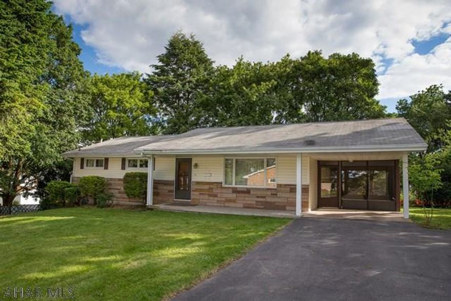 This ranch home is situated on a large lot in a great area of town. Quick access to I99, 764, 22, and 220. A large family room opens into a dining area off of the kitchen.  Three bedrooms, a large bathroom, and a laundry are on the main floor, with a half bath and large family room in the finished basement. Newer furnace and central air also! Enjoy the outdoors on the screened in porch.  This one owner home is waiting for your finishing touches to call it your forever home. Oak hardwood flooring is under the living room carpet. Call the listing agent for a private tour today.