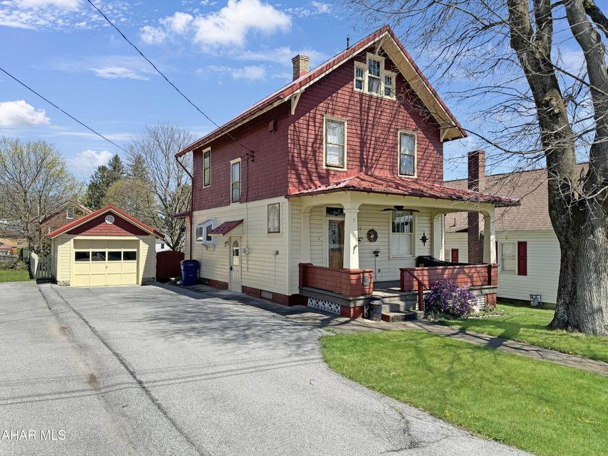 Welcome to 617 E Lloyd Street in the Central Cambria School Districts, located in Ebensburg Borough. This charming 2-story home is nestled on a private fenced lot, boasting off-street parking, a 1-car garage, & a newer metal roof. Step inside to discover a welcoming foyer, a spacious living area w/ a cozy gas fireplace, an expansive dining room, a convenient half bathroom, & a well-equipped kitchen w/ appliances included. Upstairs, you'll find a full bathroom & 3 generously sized bedrooms, one w/ access to the walk-up attic. The basement, though unfinished, offers ample storage space, potential for future development, & even features a shower, tub, toilet & sink. Outside, the meticulously maintained exterior showcases a covered front & rear porch, a private fenced yard, a detached garage, a hot tub, a patio, a garden, & more. Schedule your personal tour today & make this your dream home!