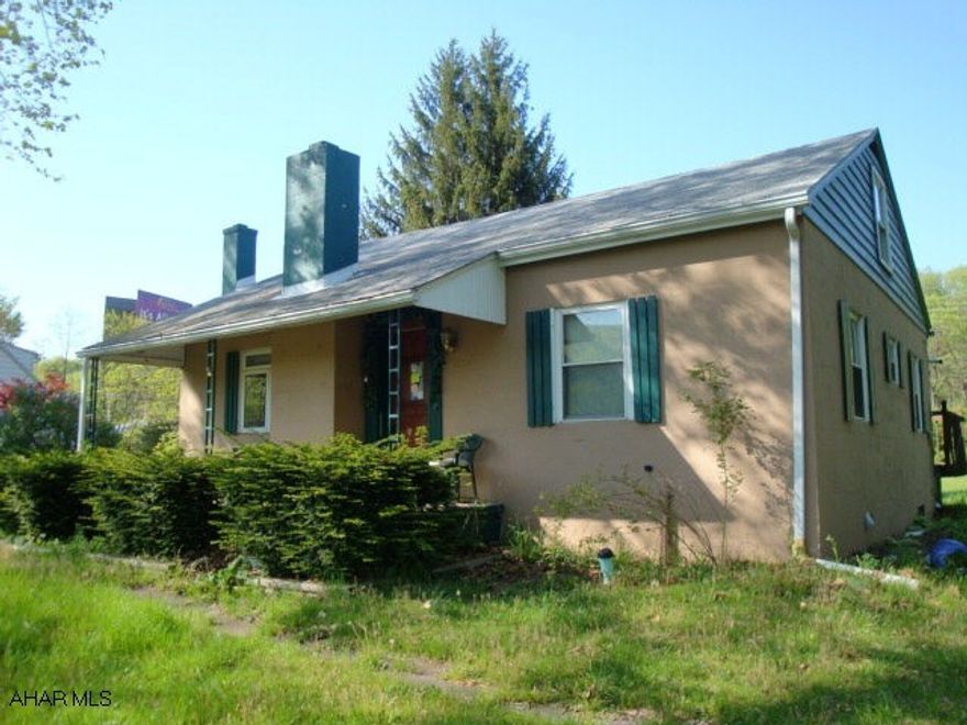 E on Rt 22 from Huntingdon, right on 829 South, take first left (before RR tracks), 2nd house on the left.    Also known as 9505 Main Street, Huntingdon.  Buyer must pay 2% transfer taxes. Finished attic could be additional living space, needs some TLC.  Unsure as to whether oil or natural gas heat. Property being sold as is.