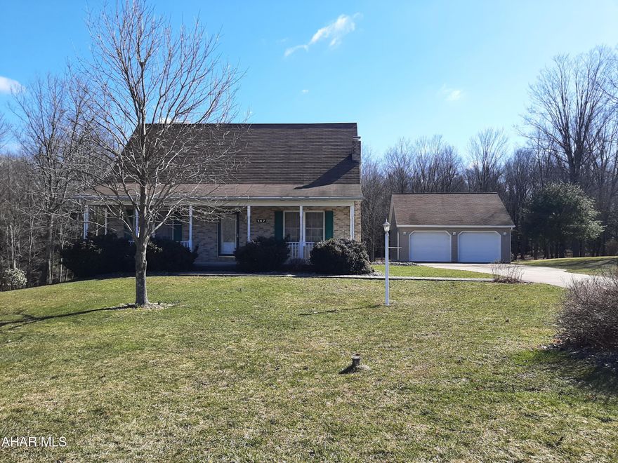 Great location in Central Cambria School Dist. This 1999 S&A built home sits on a little over an acre on a dead end street. Great covered front porch and nice sized covered back deck to overlook the beauty of the backyard. This home offers a ''U'' shaped kitchen with dining area that open to that wonderful deck. The large living room offers big windows for plenty of natural light. Two bedrooms and a full bath finish off the first level. The second level offers the possibility of an owners suite with bedroom, bathroom and bonus room. This home also offers a detached two car garage to keep your cars out of the weather. The full unfinished basement has many possibilities for finishing. Call for your tour today!
