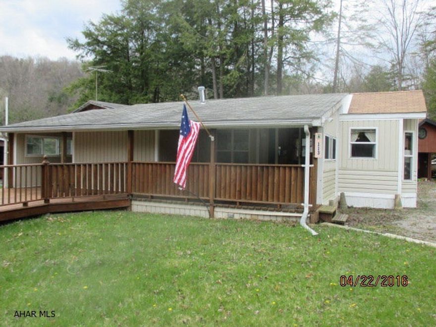 Two adjoining lots.  One lot has 1998 Damon Breckenridge park model with and addition and large deck and shed on it and other has a large shed and utility hookups.  Close proximity to stream and fishing pond.