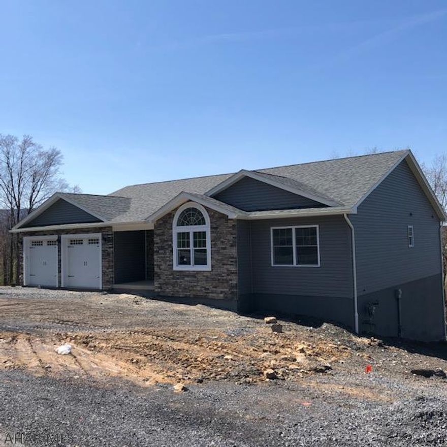 Take a look at this newly constructed home in Church Hill Manor just minutes to downtown Bedford. This fabulous home features an open concept living space with soaring cathedral ceilings, gorgeous kitchen with beautiful granite countertops, stacked stone gas fireplace, hardwood flooring throughout most of the home, main bedroom with luxury en-suite bathroom and large walk-in closet, two additional spacious bedrooms, first floor laundry, covered porch off living room with views and a huge open lower-level basement area with access to a patio for additional indoor and outdoor possibilities for lots more living space. Hurry! This one won't last.