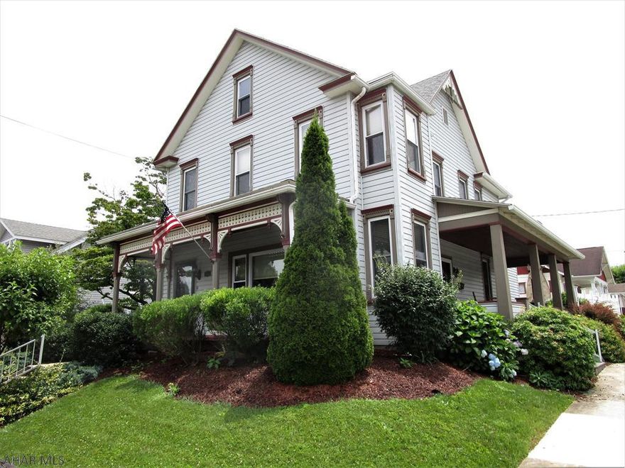 This very impressive home offers a walk-in foyer w/ open staircase, large LR w/ gas log FP/hardwoods floors, open kit w/ granite counters, FR open to kit, formal DR w/ hardwood floors, 1/2 bath and laundry on the main level. On the second level you find a full ceramic tile bath, four bedrooms including a master suite with a vaulted ceiling, walk-in closet & large master bath with shower & jet tub. The details on the exterior are superb with the wood moldings around the porch & windows, front & side covered porches, rear concrete patio & a vinyl privacy fence around the back yard. Detached garage, black top driveway, & pleasant landscaping. Updated lifetime shingle roof, natural gas furnace with C/A, & 200-amp electric. Terrific location close to schools, amenities & downtown area!!!