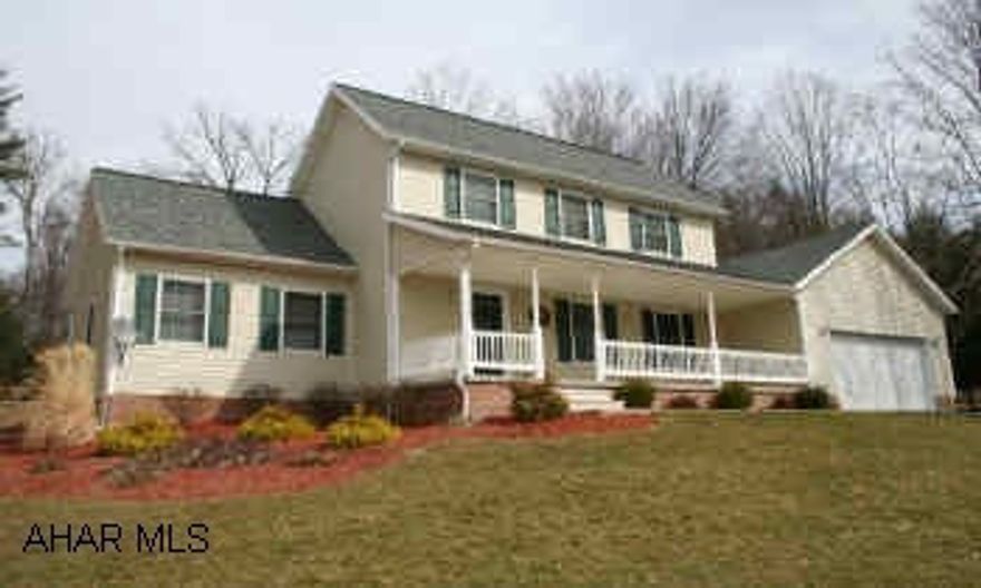 Traditional 2-Story Home on 2 acres. Architectural design, covered porch; woodland views, main level laundry, master suite on main level. Finished basement w/family room and den. Enjoy the wooded views from the back two-tiered covered deck.