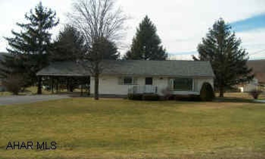 Ranch home near the Hazenstab Development. Beautiful large lot and setting. Great home and location for the $$. Roof 10 yrs old. Furnace 6 yrs. From Duncansville - old 220  to lite in Newry-right past Hazenstab Dev.to Weaver road - right - house on left.