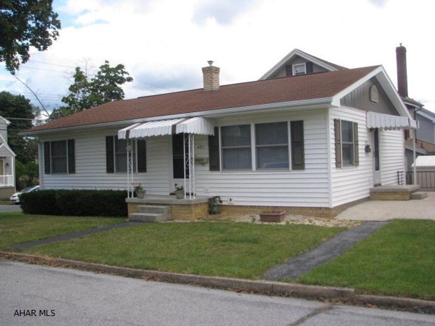 Three bedroom rancher in a great neighborhood on a corner lot.  Basement can be used as an apartment with private entrance.  Needs a little TLC but could provide additional income.  The furnace is newer as are the windows.  The kitchen is eat in and has a 5 x 3 foot pantry. The home also has a detached two car garage.