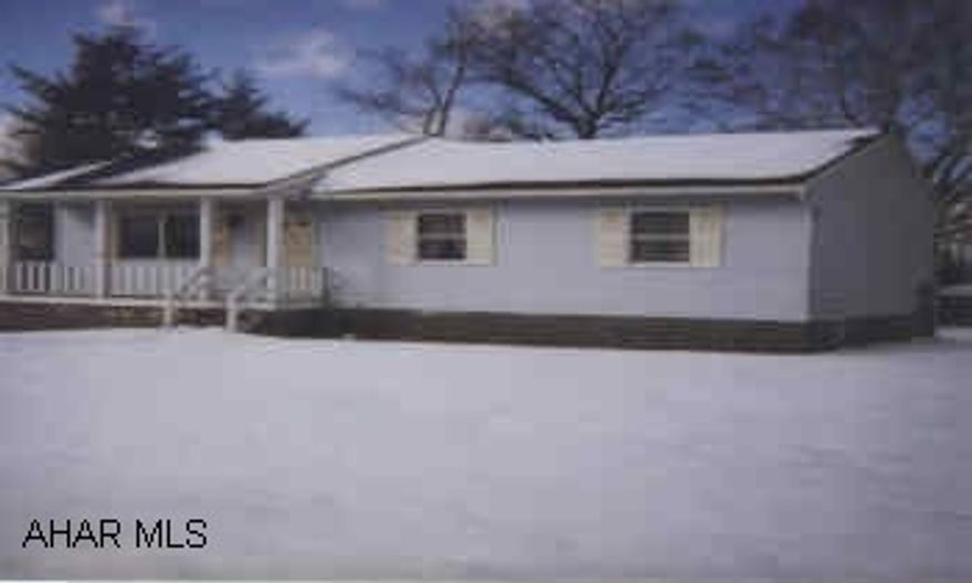 VERY NICE 3 BEDROOM RANCH. FULL BASEMENT WITH BAR. CEILING FAN IN BASEMENT DOES NOT STAY. MUST BE APPROVED BY FARMERS HOME.