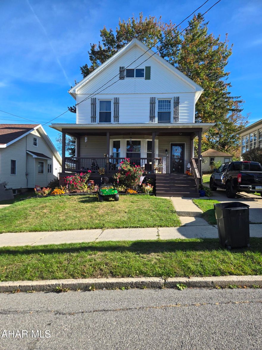 Spacious, vinyl sided, two story home in Cresson Borough. 4-BR, 2-BA. Gas fireplace.  New windows, doors and front porch. Newer furnace. Lots of attic storage. Nice back yard with shed.  Call for more info.