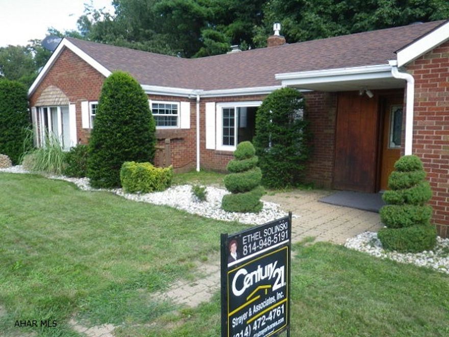 Well maintained 3 BR brick ranch on a huge double lot. Modern kitchen with appliances. Laundry with washer/dryer, skylights, fireplace, wood burner, workshop, shed & huge deck. Lots of privacy