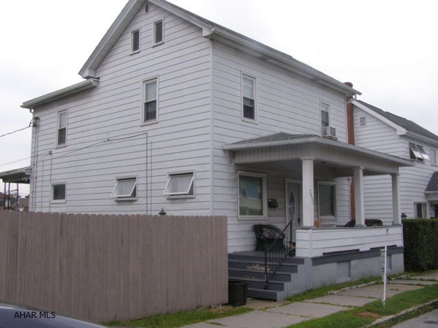 This 2 story home has 3 bedrooms, two full baths, central air on first floor only,large fenced yard, great for kids or pets.  Off street parking in back