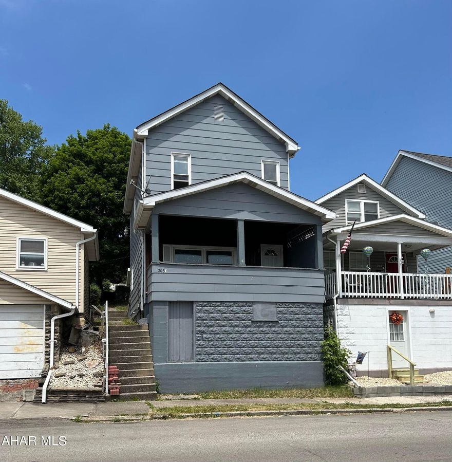 Great 2 Bedroom home close to Altoona hospital.  New carpeting upstairs.  New furnace 6/23! Back yard with alley parking. Large eat-in kitchen.  Big front & rear porch for summer evenings.
Cheaper than paying rent!