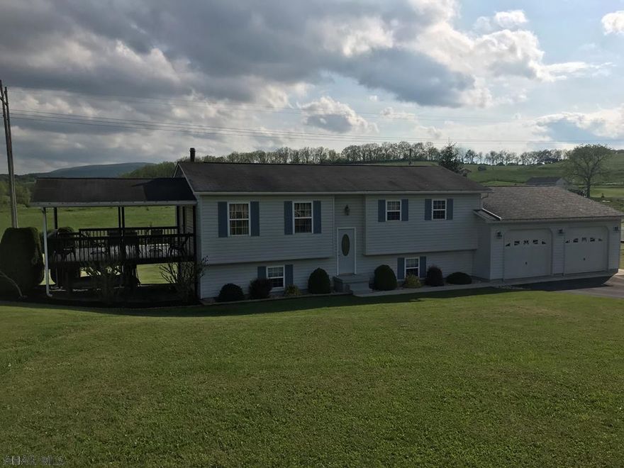 Very Well maintained 3 bedroom 2 bath raised ranch home on 1.39 acres. nicely landscaped and manicured lawn. large deck, pavillion, 2 car oversized garage, oak kitchen, shed, full finished walk out basement and cement patio.