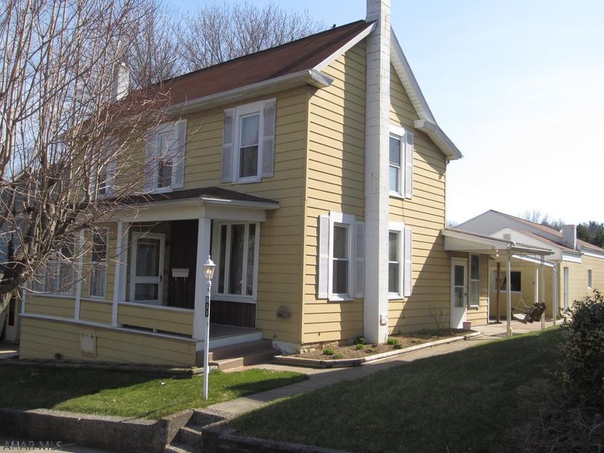 Well kept 2 story on quiet street in nice part of town.  Has three BR, 1 full bath on 2nd floor with walk up attic.  The laundry is on 1st floor along with half bath and eat in kitchen.  Many extras are included.  Covered porch and covered patio with swing included.  Large 2 car detached garage w/openers.  Mechanics pit, office addition w/furniture included and 2nd story storage.  This would be a great starter home. INCLUDED fridge, stove, microwave, washer, dryer, porch swing, storage cabinet, all furniture in garage office.  All window treatments. 8 chairs. NEW BREAKER PANEL added 8/13/18.
