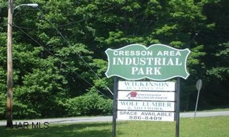 DEED RESTRICTIONS COPY UPON REQUEST, MUST HAVE BUILDING FLOOR PLAN . USED AS COMMERCIAL OR LIGHT INDUSTRIAL. PLANS MUST BE APPROVED BY CRESSON DEVELOPMENT INDUSTRIAL