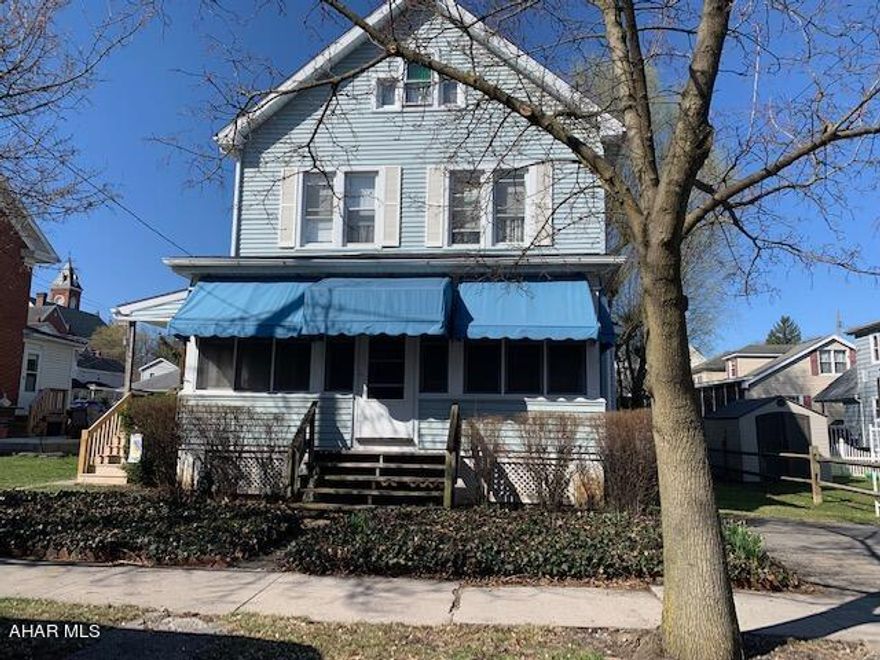Three finished floors in the borough of Hollidaysburg. Newer windows, roof, furnace, sewer line. This home at one time was duplexed, it could be turned back into duplex very easily. Home offers full bath on first and second floors. Second floor offers 3 BR plus bonus room and the 3rd floor is also finished and could be used as bedroom. Nice flat lot with 1 car detached garage. Estate is in the process of cleaning out home. Pictures are soon to come.