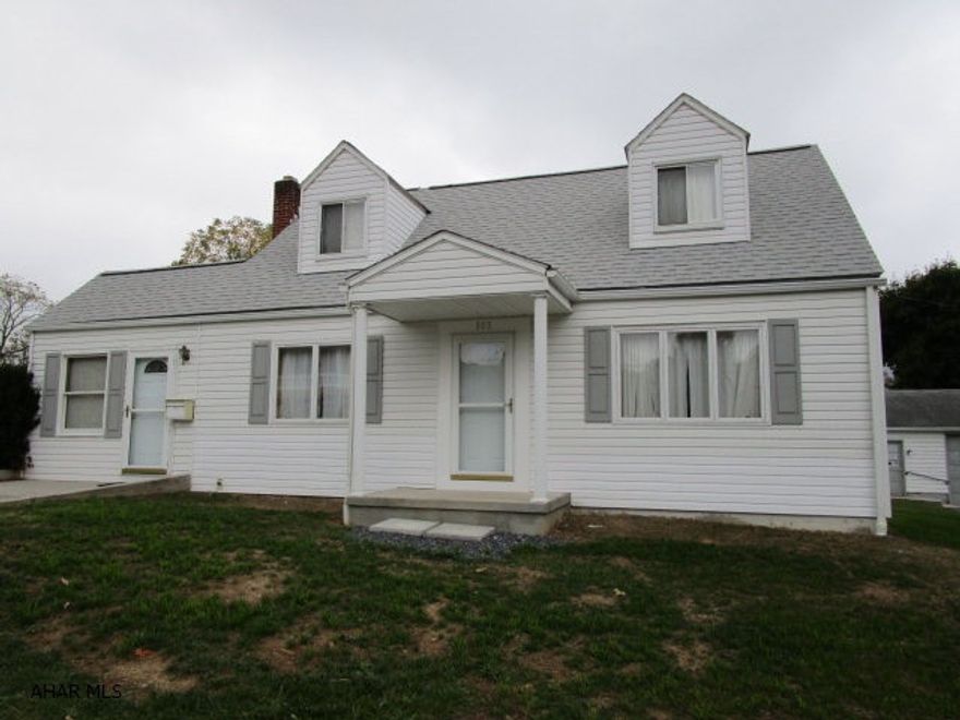 Charming cape home just outside the Everett Borough. This well maintained home offers a LR, Kit,  FR, DR, Full Bath & Bedroom  to the main level. 2nd level has two additional bedrooms w/hardwood floors + a full bath. Oil H.W. heat, central air conditioning + New 200-amp electric. Updated architectural + shingle roof, oversized 2-car detached garage, macadam driveway + large yard. This is a really nice home.