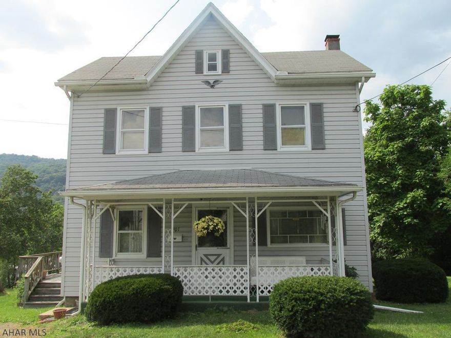 Great starter home, well maintained, great eat-in kitchen & enclosed back porch.  Living Room has fireplace w/electric logs.  Ceiling fans in all bedrooms.  Oil forced air furnace only 2 years old.  Walk up attic.  100 AMP Breakers, workshop, shed.  Property is being sold " As Is"