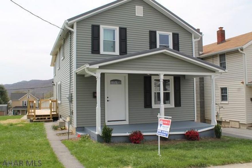 Newly renovated home in the Borough of Roaring Spring. New Drywall and insulation were added to help keep heating costs down. Two of the bedrooms have a 7x9 walk in closet or storage space. The brand new kitchen boasts an abundance of cabinets and counter top space. The home also includes brand new stainless steal appliances. First floor laundry room adds convenience to this move in ready home.  There is new electrical through out and a large wooden deck was added for entertaining. Off street is offered out back. Don't wait to see this beauty. Call listing agent for showings