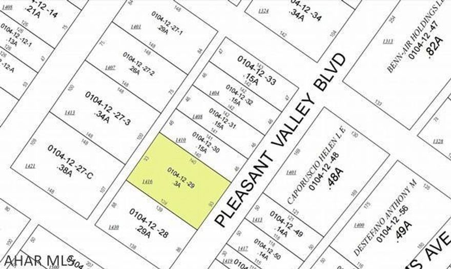 Commercial lot setting on high traffic Pleasant Valley Blvd. The adjoining lot with a brick commercial building also available. Call listing agent for details.