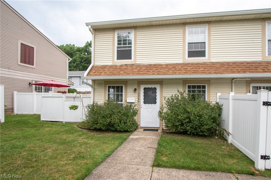 Welcome home to this beautiful, maintenance-free living townhome. There are so many updates to love. A private patio perfect to enjoy company or a good book, an open concept living area with an updated kitchen and an updated half bath.  Upstairs offers generously sized bedrooms and a tastefully updated full bathroom. Located right across from the Metroparks Lake to Lake trail, and the Cleveland Browns training facility! A few updates include a new furnace, updated electric and light fixtures, fresh paint, newer floors, and carpet throughout. Just to name a few. You do not want to miss this one!