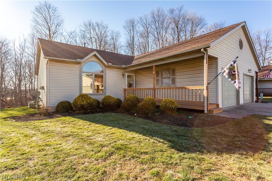 This charming ranch  is a  must see must have! The home provides the open concept, including vaulted ceiling between the kitchen and great room.  Gas fireplace in the great room that gives sufficient heat on those chilly nights * warm honey oak kitchen cabinets with an option to have stackable washer dryer unit in kitchen closets.  (washer and dryer currently in LL) * lots of closet space in the sizeable bedrooms (ceiling fans in both)*  *  2nd bedroom also provides abundant light with French doors and skylight and access to a beautiful large deck facing a park like wooded area with ample privacy. (this room could also be used as an office/sitting room)* Full bath between the two bedrooms w/skylight * main floor has 1120 sq. ft. and the lower level (unfinished full) is 1050 w a half bath * One car attached garage *  A number of guest parking spaces provided * The taxes reflect the homestead reduction of $394.92 (non homestead - the annual taxes $1480.00) * 2019 Roof and Skylights Repla