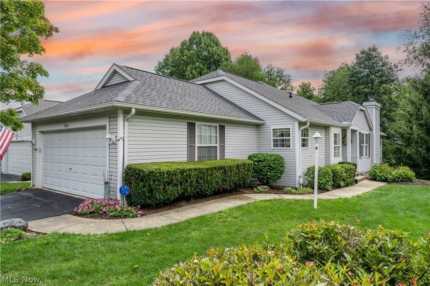 This gorgeous ranch condo located in the heart of Stow, features 3 bedrooms and 3 full baths, a large four-season sunroom, and a finished basement that walks out to a patio and the beautiful back yard! The inviting foyer opens up into the spacious great room with vaulted ceilings that includes a formal dining area and a gas fireplace. A slider flanked by spacious windows off the great room leads to a beautiful sunroom with vaulted ceilings, ceiling fan, and windows galore that look out onto a private backyard. The eat-in kitchen has generous cabinetry, quartz countertops, a pantry, SS appliances, and an eating area with a large window seat. The large master bedroom features vaulted ceilings, a ceiling fan, and a very well-appointed master bath with his and hers walk-in closets and a step-in shower. The 2nd bedroom on the main level boasts a large closet and is just steps to the main bath, making it the perfect guest bedroom. The convenient first floor laundry, w/wash tub, includes cabi