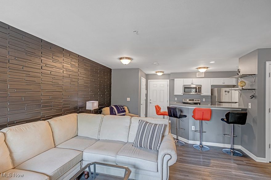 Welcome Home!! Beautiful Condo in the Highly Desirable Plum Creek Development in the Heart of Olmsted Falls! Come view this Newly Built (2020) Second Floor Unit that is 100% Move-In Ready. Open Concept Floor Plan is Perfect for Entertaining. Kitchen features White Cabinets, Quartz Counters, LVP Flooring, Stainless Steel Appliances and Breakfast Bar w/Seating. In Suite Laundry Room is off the Kitchen and Includes Full Size Washer/Dryer and Storage Space. Check Out the Custom Accent Wall in the Living Room! Plenty of Living Space to utilize that 80" TV with Surround Sound! Private Outdoor Covered Balcony is off the Living Room and has a Storage Closet. Master Bedroom is Suitable for a King Size Bed and Dressers. Huge Walk-In Closet!! Office/Den Area can Easily be converted to a 2nd Bedroom! Included with the Condo is a 1 Car Detached Parking Garage Space with Opener. Owner Providing a One Year Home Warranty for your Peace of Mind.