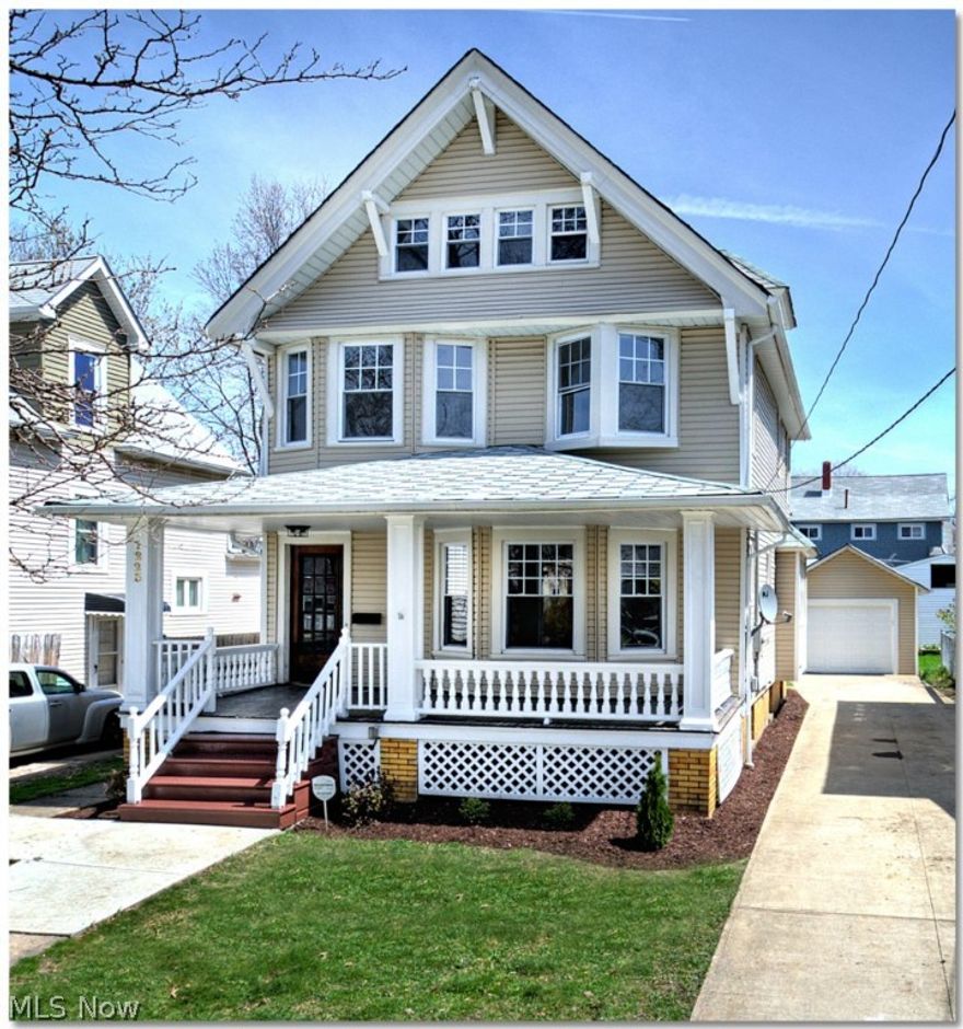 Check out this amazing 4 bedroom 1 bath colonial renovated from top to bottom in 2015. Spacious living room with stained glass windows, dining room with original built in cabinets and leaded glass windows, and modern kitchen w/ granite counters, new wood cabinets, and brand new stainless steel appliances. 3 large bedrooms on the 2nd floor with a fully remodeled bathroom, tiled surround, double sink vanity with granite counter top, and white mosaic tile floor. Beautiful finished 3rd floor with lots of storage can be a private master bedroom, office, or recreational room. Refinished hardwood floors throughout with stunning inlaid mahogany borders, all new windows, all new Sherwin Williams paint, new central A/C, updated lighting fixtures, plumbing, 150 AMP electric panel, H2O tank, and waterproofed basement. Detached garage with brand new door and opener.