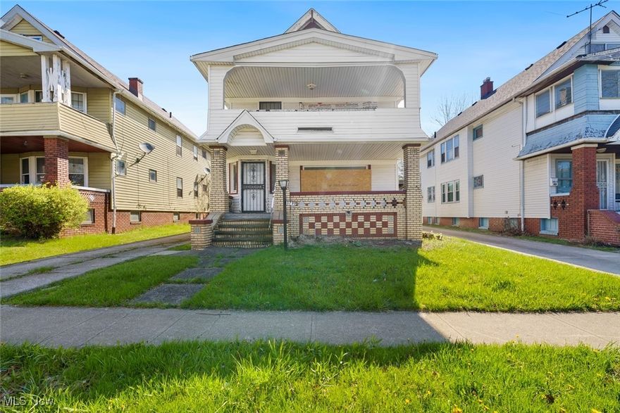 Located in Union–Miles Park neighborhood, this 1924-built duplex is very spacious with over 2,000 sqft which has the opportunity of more flexspace in the attic. This home features 2 bedrooms  and 1 bathroom in each unit  — ideal for house hacking or savvy investors looking to grow their portfolio. There are several entry points into the property for privacy and convenience to tenants from the front porch, side of the house and back porch. There's a detached 2 car garage that needs some TLC but provides a convenient off-street parking option once repaired.It offers the perfect blend of vintage charm with unique interior arches, artistically carved fireplaces, and has the modern convenience of location nearby shopping, parks, and major medical facilities. This AS IS sale presents a rare opportunity to own a property that’s already received a wealth of essential updates including: newer flooring, cabinets, fresh paint, hot water heaters, furnaces, electrical, plumbing, vanities, sinks, toilets, sanded, stained original wood flooring, a new roof was installed June 21, 2025 and shower/tub combos. Furthermore, it has a full unfinished basement which offers additional storage or potential finishing options. With strong rental potential and so many key upgrades already completed, this duplex is ready for the right buyer to step in and capitalize! Whether you're living in one unit and renting out the other, or adding a solid property to your investment portfolio, 3799 E 114th St is a smart move in a resuring Cleveland neighborhood.