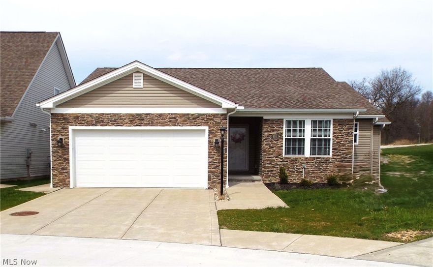 Immaculate, like new 3 bedroom/2 full bathroom ranch located in the highly desirable 55+ Autumn Hills community in Seven Hills...ONE FLOOR LIVING at its best! This lovely 2019 Merrick Builder home was designed with comfort in mind, wide hallways & doorways, vaulted ceilings and an open floor plan. The main living area features a spacious Great Room with tons of natural light, eat-in kitchen with a large center island/breakfast bar, beautiful quartz counters and slow close cabinets. Kitchen also includes newer stainless appliances. Two FULL bathrooms with one being an en-suite to the Master Bedroom. Master Bedroom not only has the full bathroom but includes a large walk-in closet. Two more bedrooms located on the opposite side of the home, both spacious and with generous sized closets. There are custom wood blinds on all of the windows. First floor laundry room, newer furnace and AC and the HWT was replaced in 2023. The home includes a 2-car attached garage. This move-in ready, BEAUTIFUL home is in a coveted location and completely ready for its new owner!